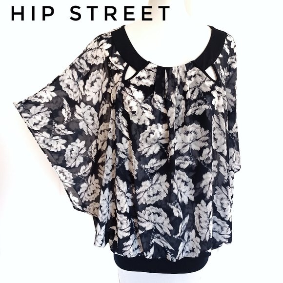 ALFANI Stretch Tank under Chiffon Batwing Overlay Ribbing Hips Top Tunic 1X NWT - Picture 1 of 4